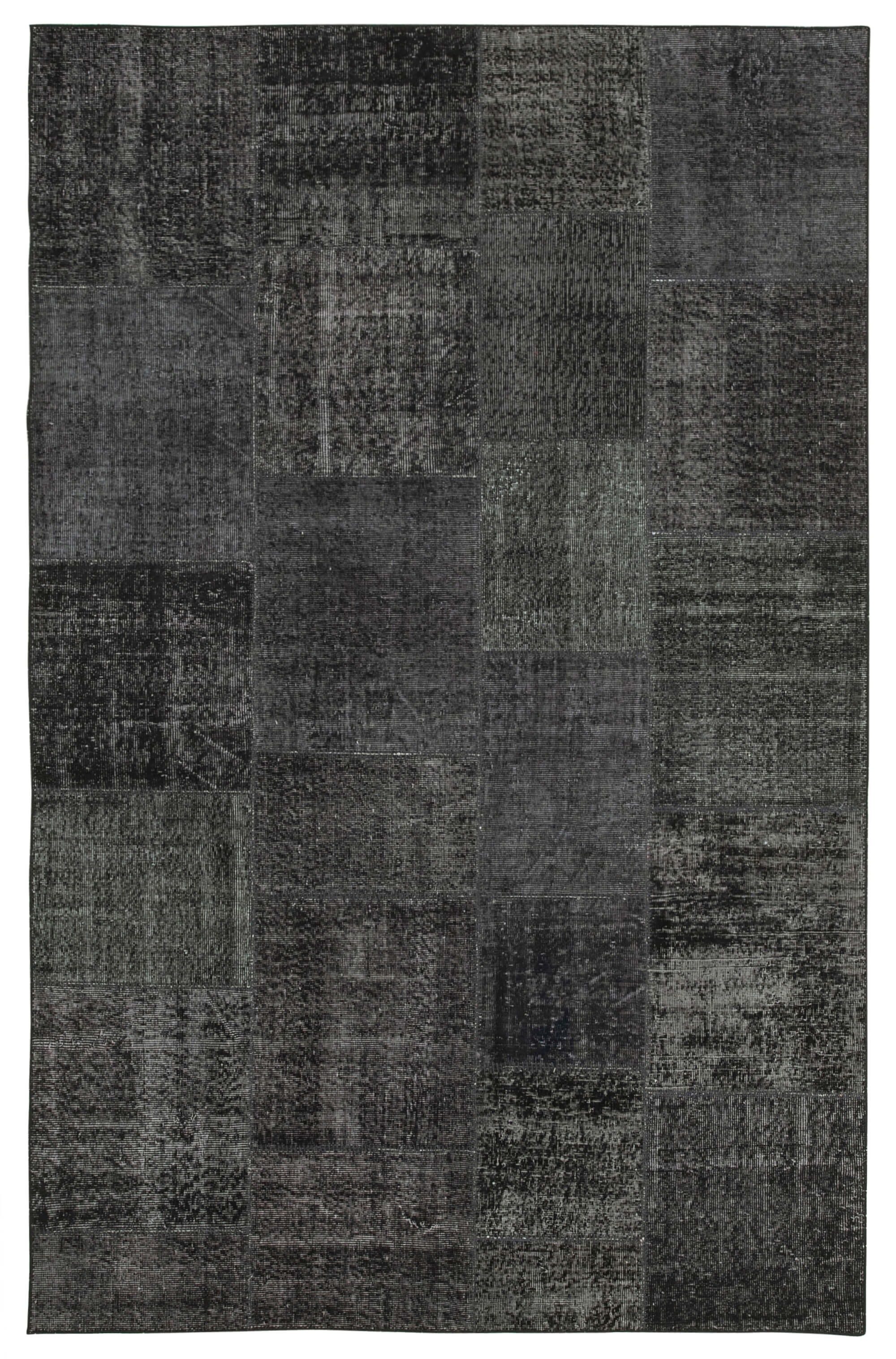 Handmade Turkish Overdyed 193 cm x 300 cm Black Patchwork Carpet