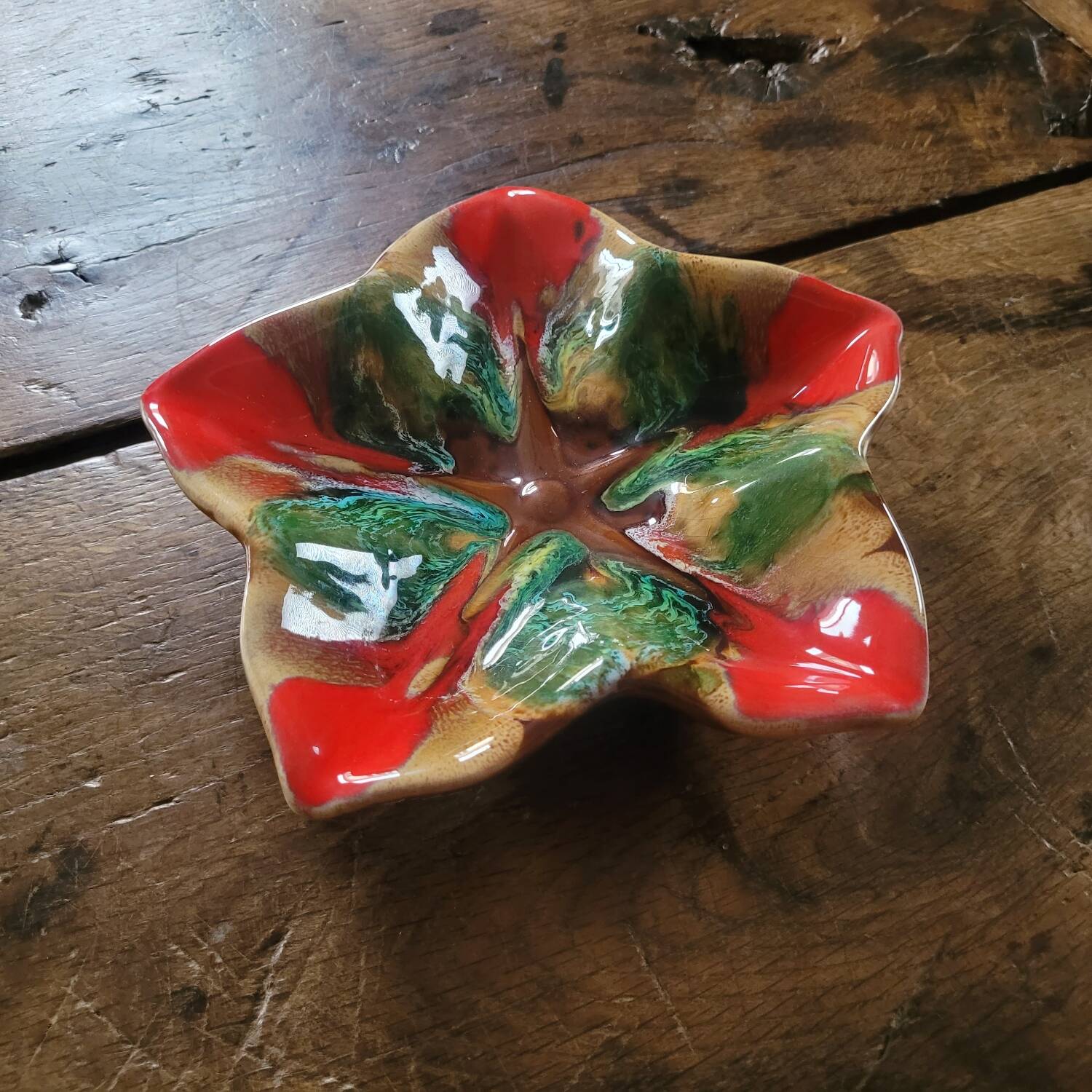 Vintage 70s starry ceramic trinket dish