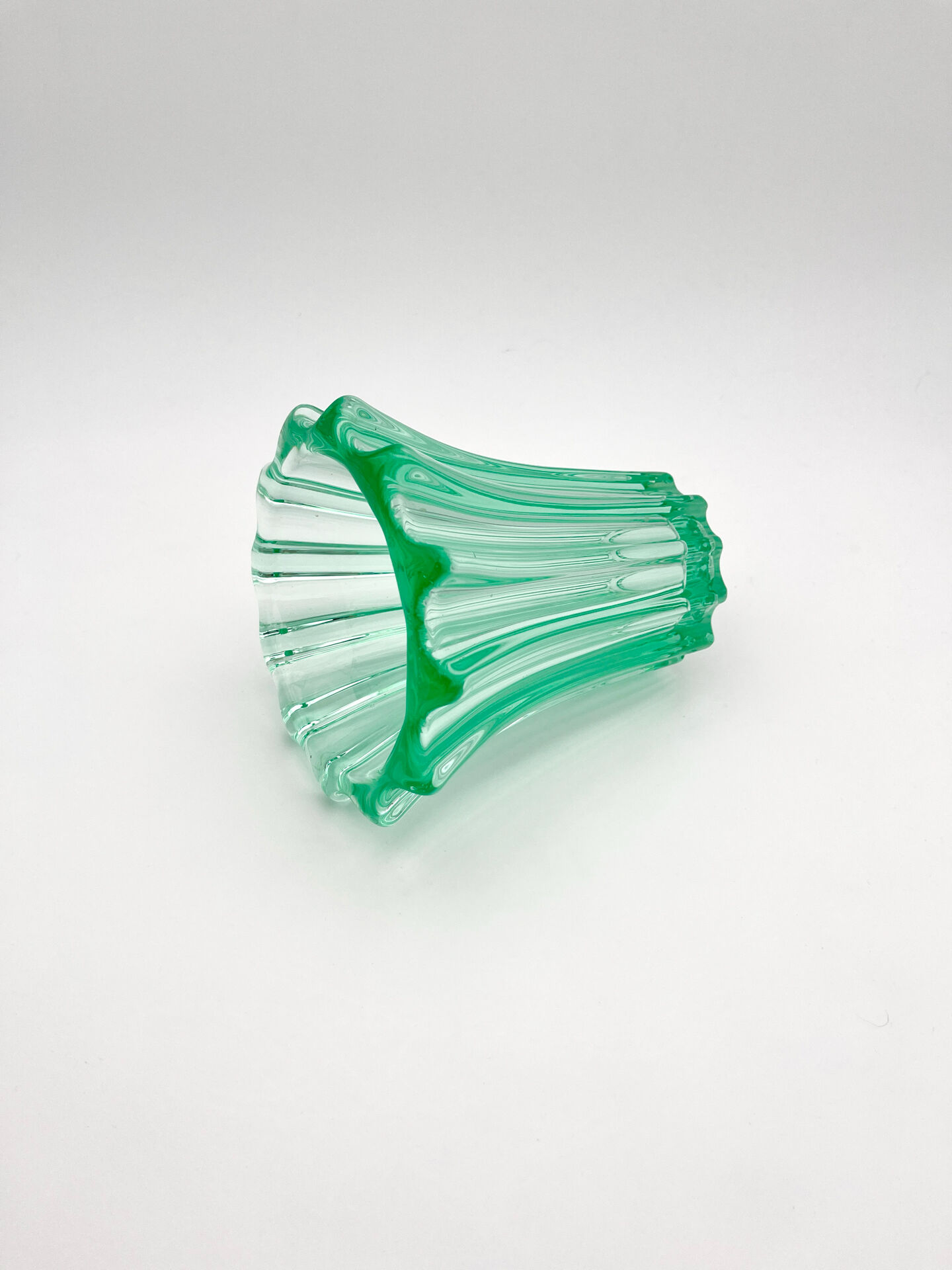 Art Deco Vase Pierre d'Avesn Moulded-Pressed Glass Emerald Green