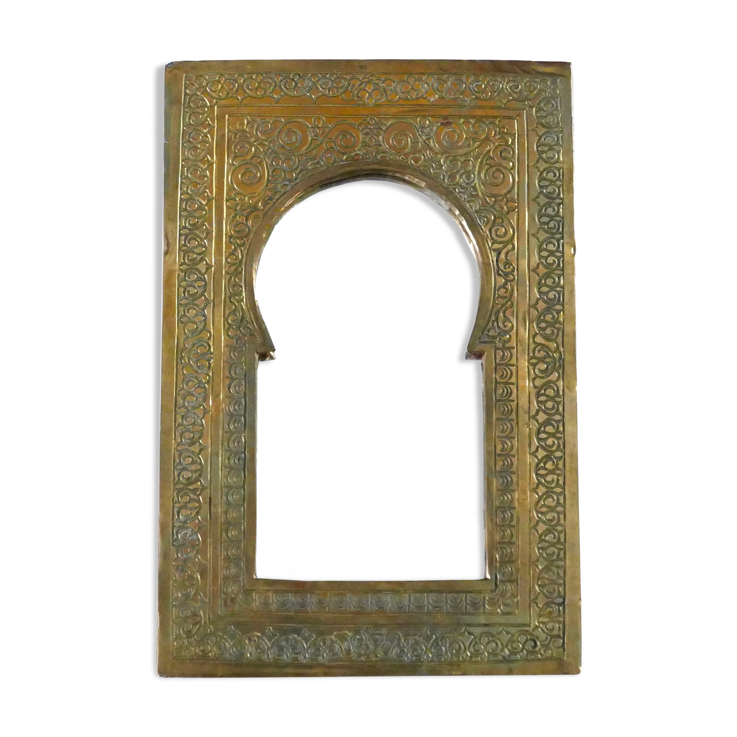 Moroccan rectangular brass mirror, 60s