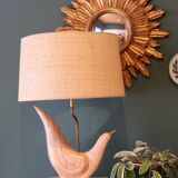 Pink tessellated stone and brass bird lamp from Maitland-Smith