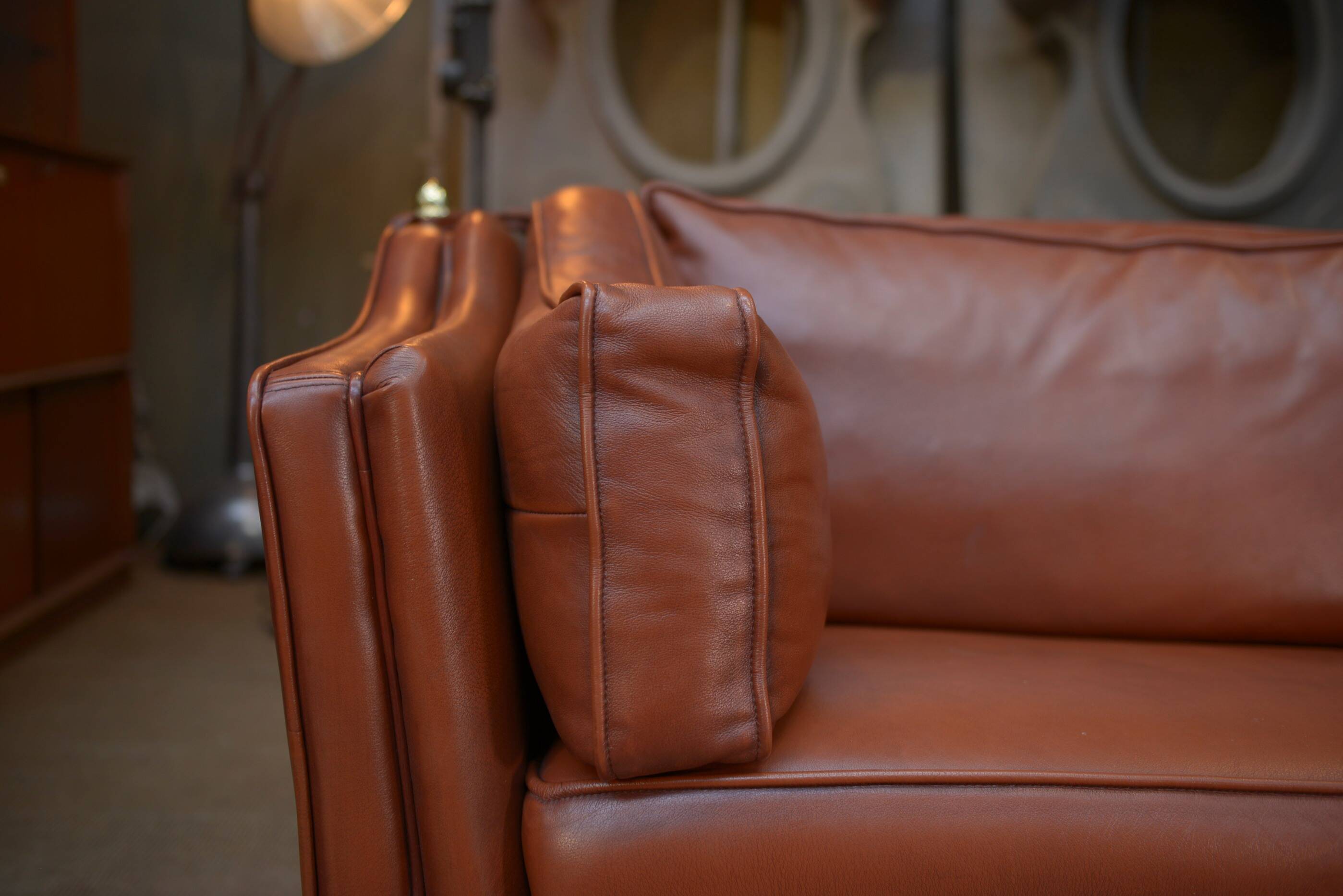 Maison Jansen leather sofa, France, 1970s