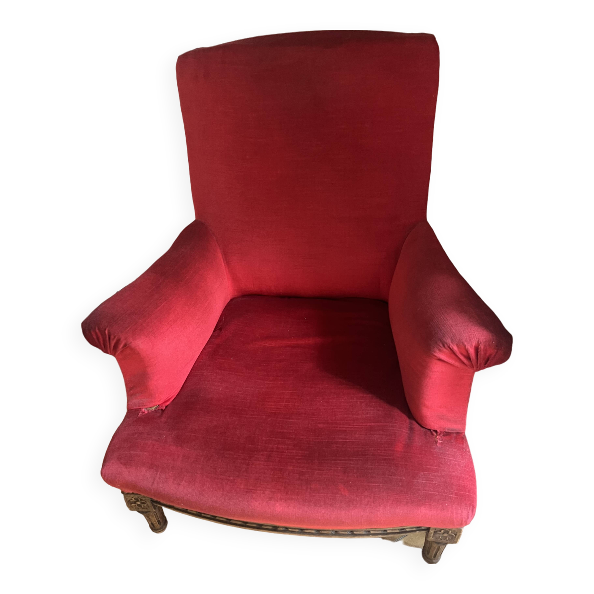 Red velvet toad armchair