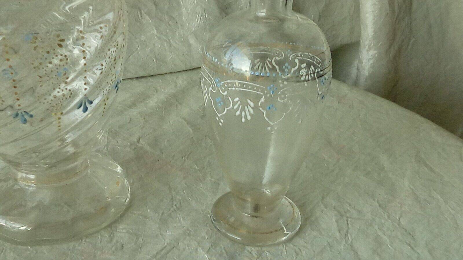 Enameled glass carafes bottles for perfume late 19th century