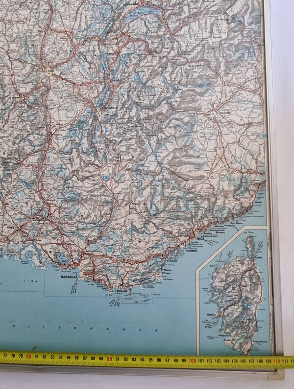 Carte routière ''Michelin'' vintage années 80 encadrée, 111 cm x 100 cm