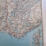 Framed vintage "Michelin" road map from the 80s, 111 cm x 100 cm