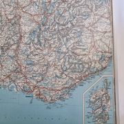 Framed vintage "Michelin" road map from the 80s, 111 cm x 100 cm