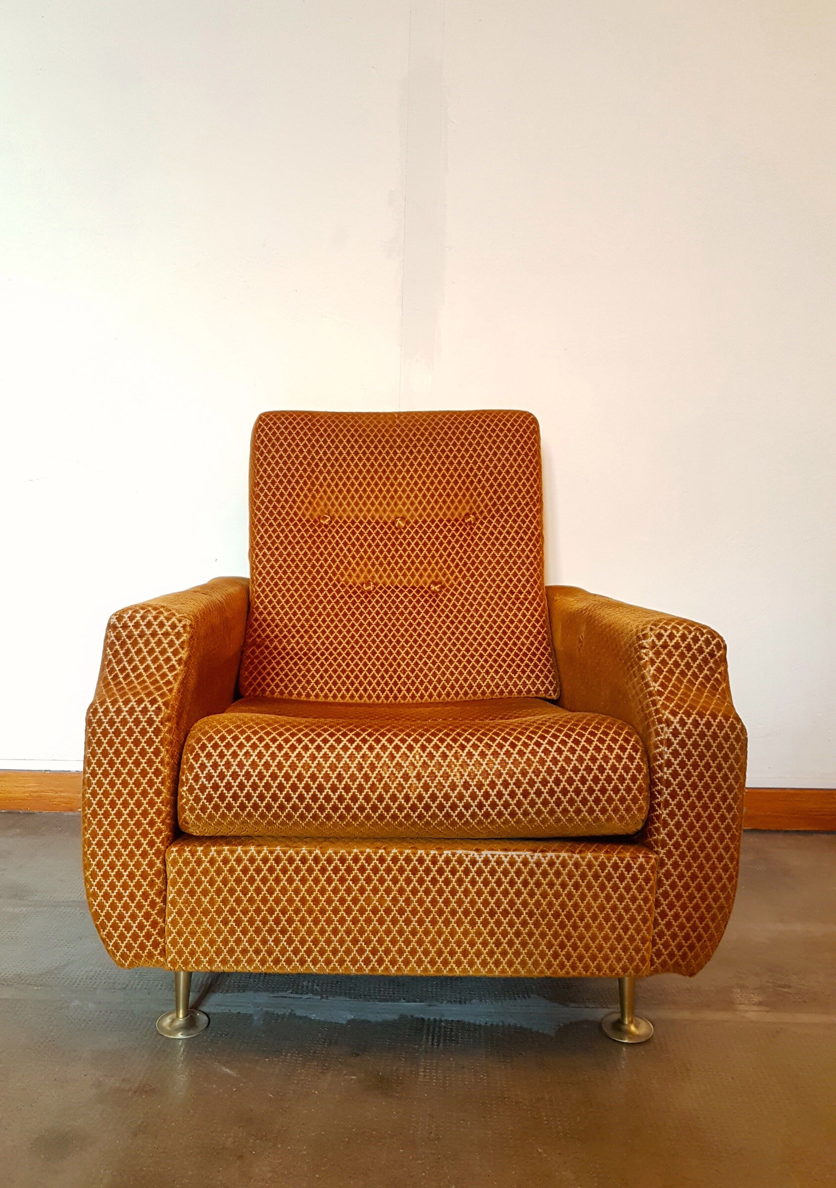 Pair of vintage mustard velvet chairs