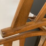 Series of 4 wooden & imitation leather chairs