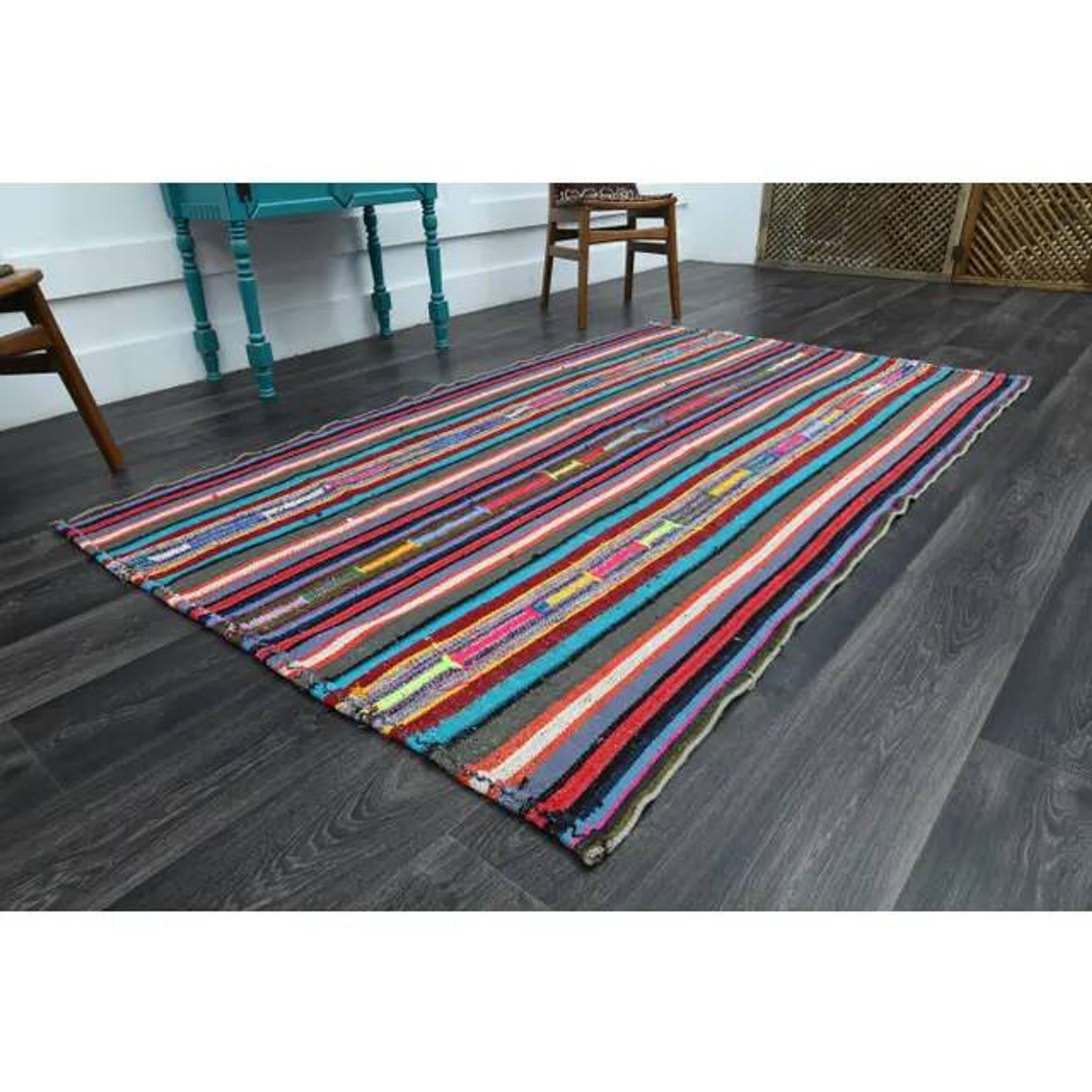 1970s Vintage Turkish Oushak Handmade Wool Cotton Purple Area Rug 137x218