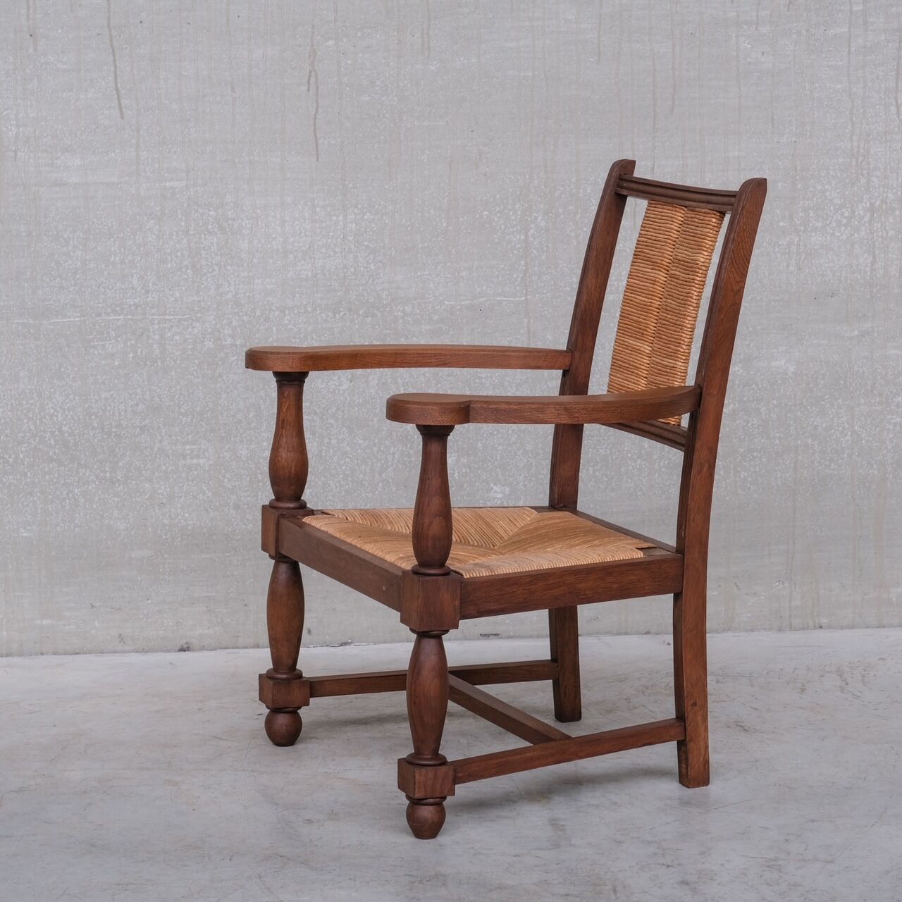 Pair of Mid-Century Rush French Armchairs
