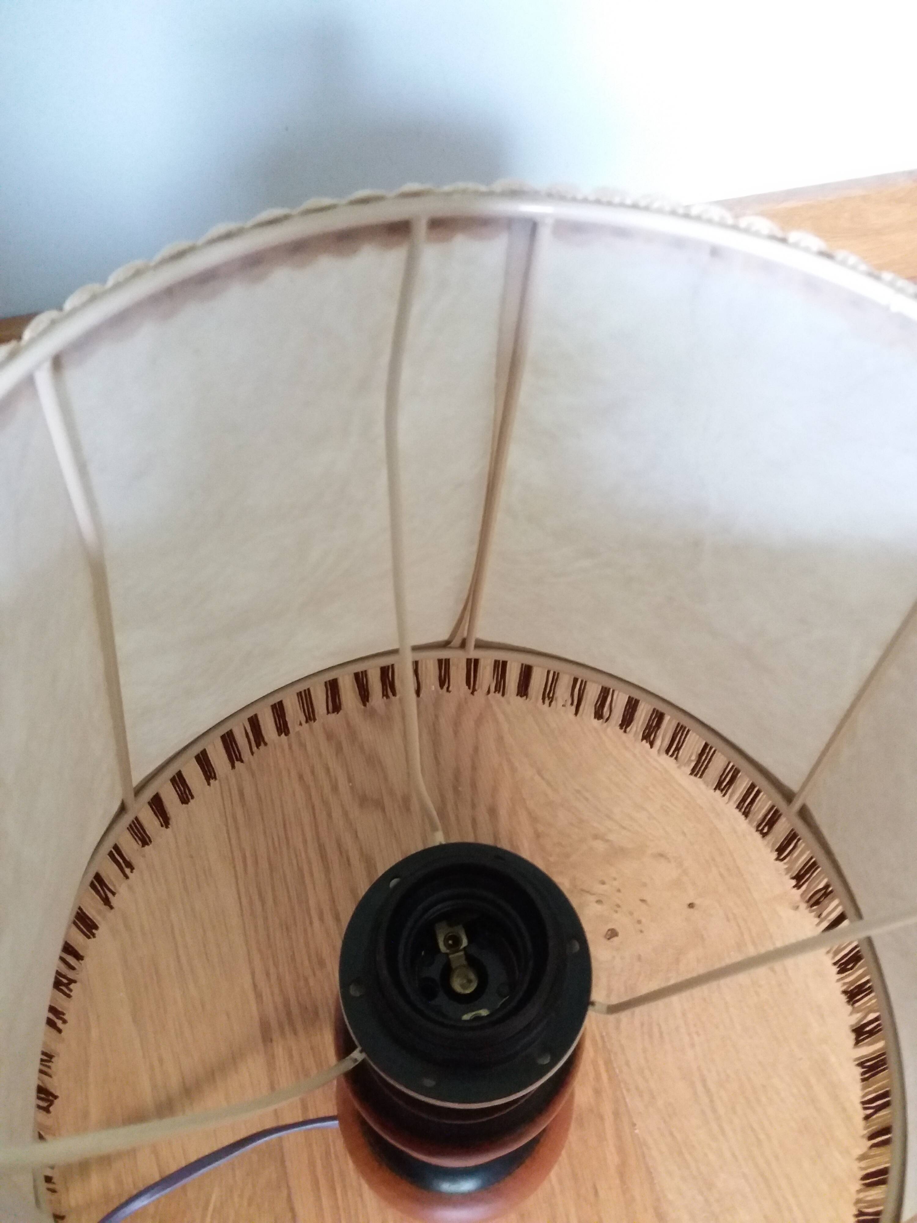 Turned wood lamp