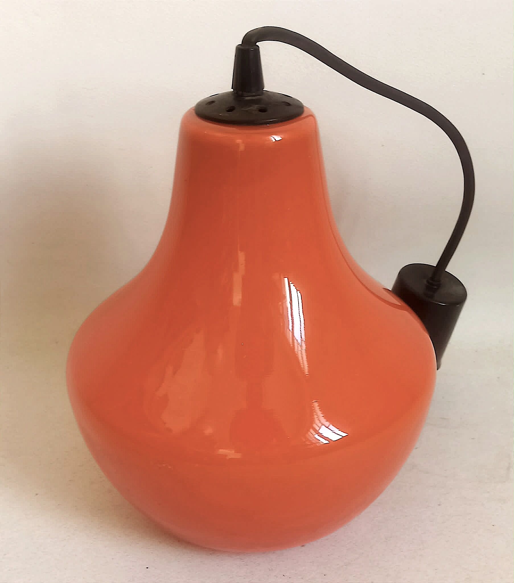 Opaline orange suspension Peill & Putzler 1970s Diameter 23.5 cm