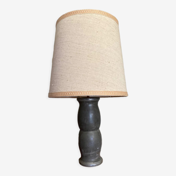 Lampe brutaliste metal argenté et tissu beige 1970