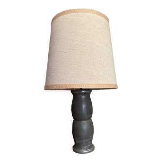 Lampe brutaliste metal argenté et tissu beige 1970