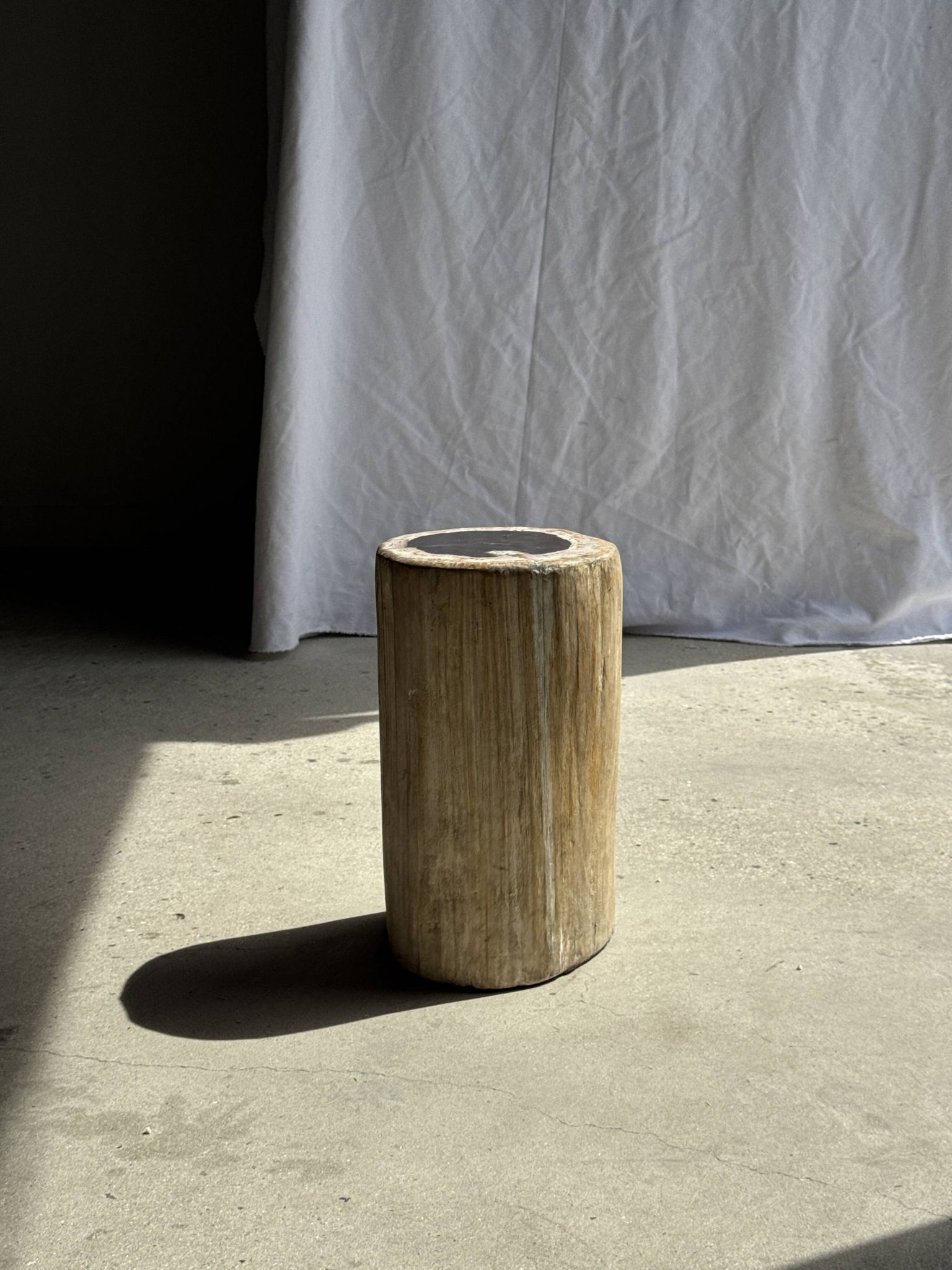 Petrified wood side table, white bark