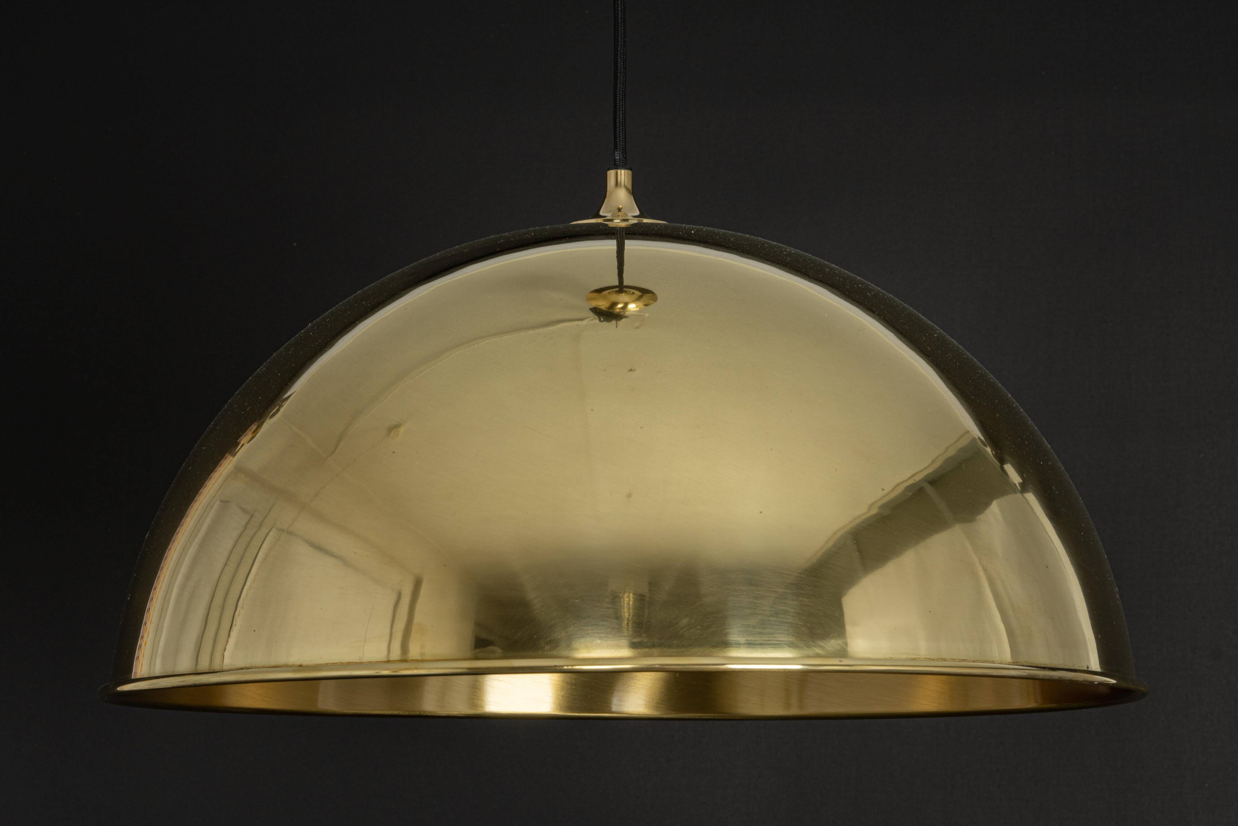 Large suspended brass chandelier by Florian Schulz, Germany.