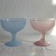2 vintage pastel opal glass ice cream cups