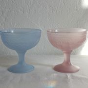 2 vintage pastel opal glass ice cream cups