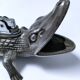 Vintage silver metal crocodile alligator lighter ashtray