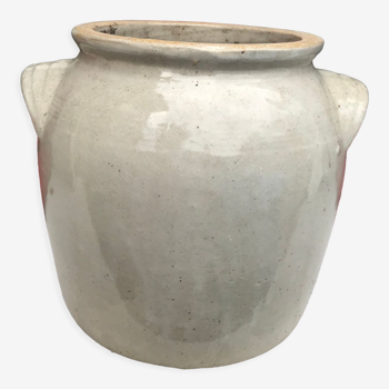 Glazed stoneware pot with handles