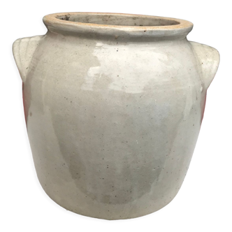 Glazed stoneware pot with handles