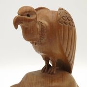 Unusual Pair of Vintage Hand-Carved Vulture on a Rock Wooden Bookends