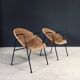 Mid-Century Modern Rattan Armchairs, France, 1950s, Set of 2