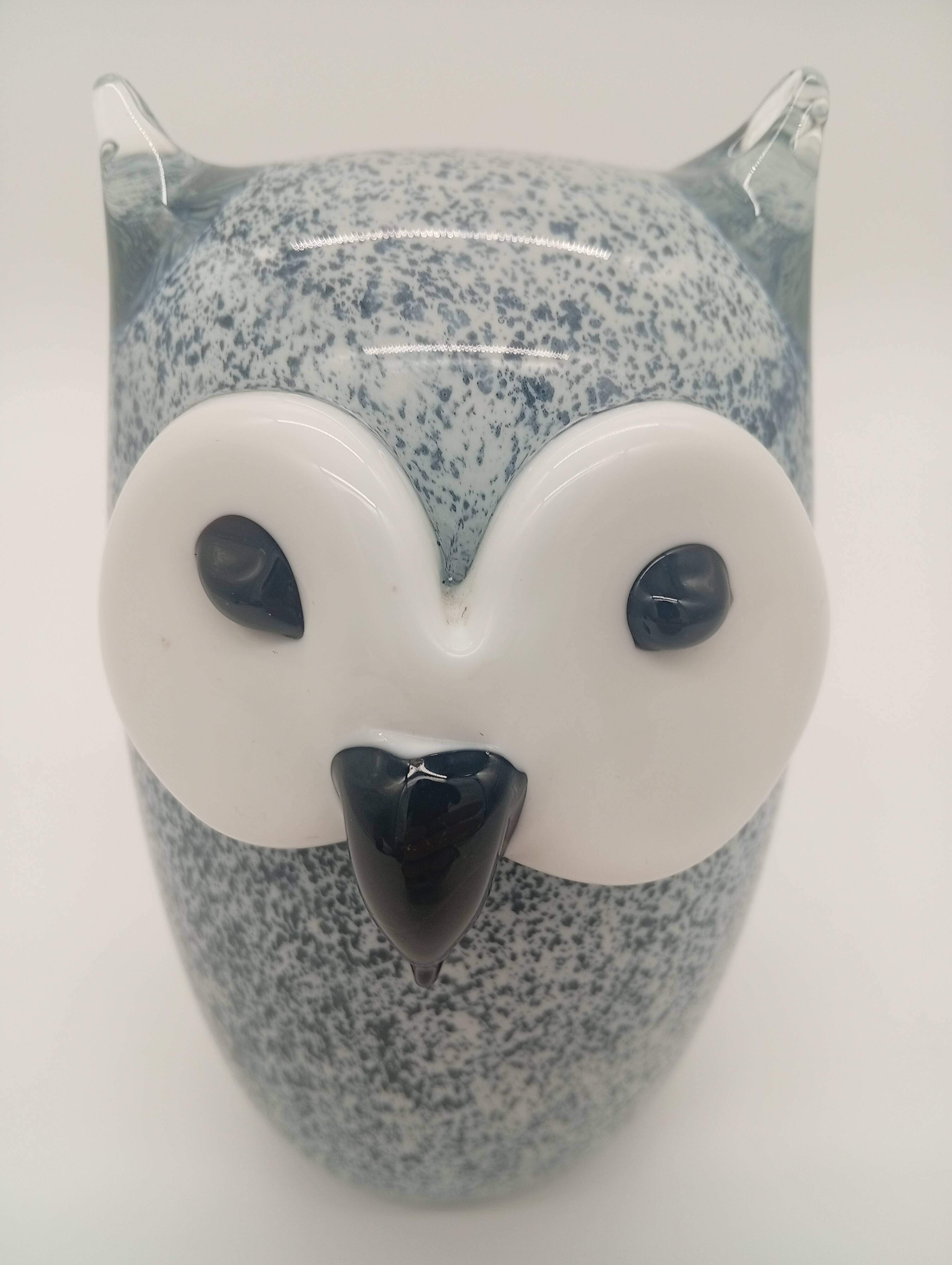 Vintage Scandinavian Glass Owl Statuette Denmark Sulphur 70s 80s