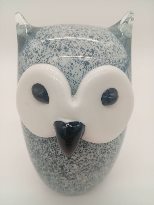 Statuette Hibou Chouette Verre Scandinave Danemark Vintage Sulfure 70 80