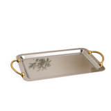 GUY DEGRENNE Serving Tray – Stainless Steel & Brass Handles – France