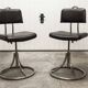 Pair of French Army telegraph operator's swivel chairs, new leather