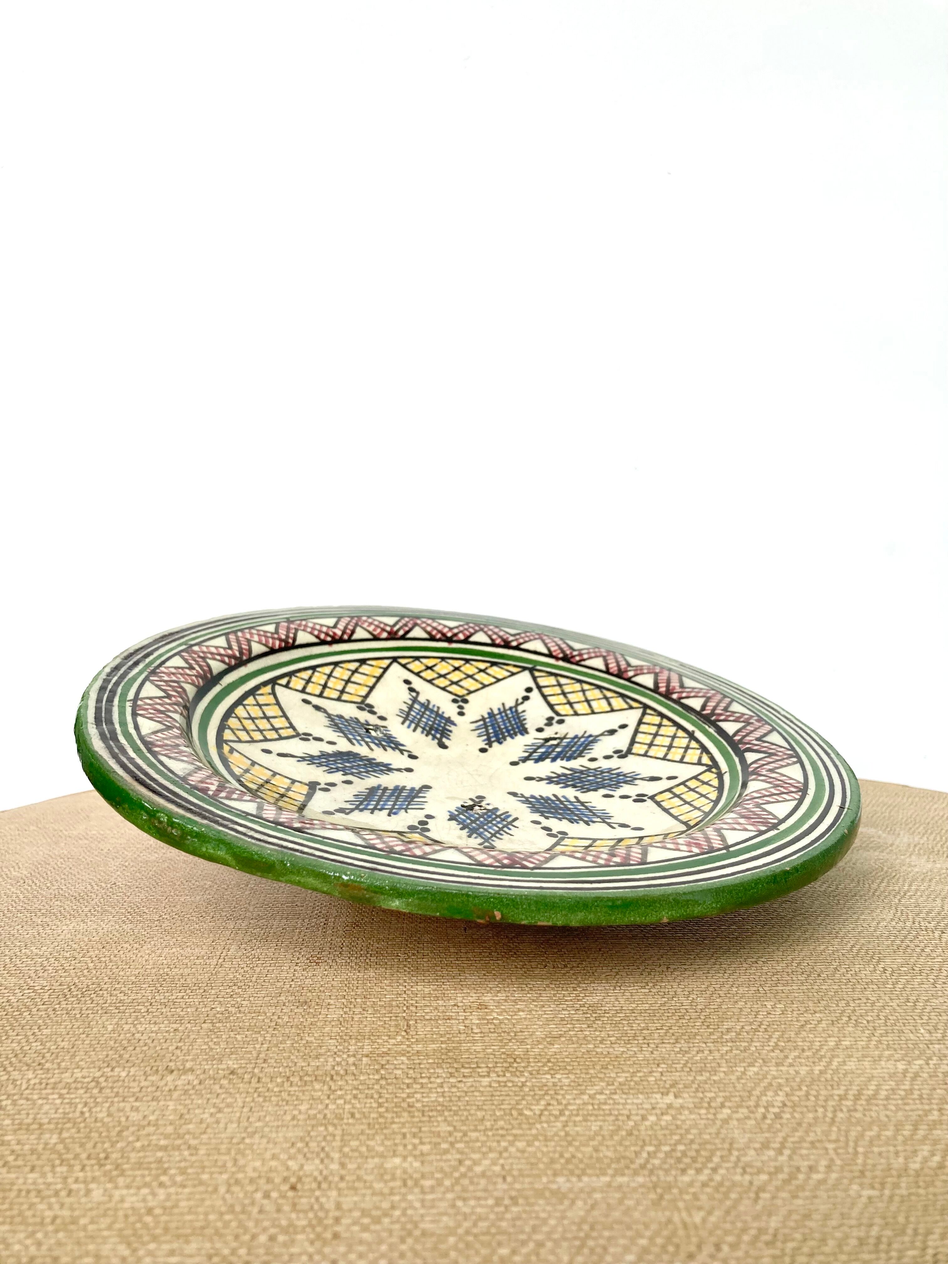 Vintage Safi ceramic cutting dish in Morocco