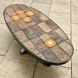 Jean Jaffeux ceramic coffee table vintage design 60-70-80