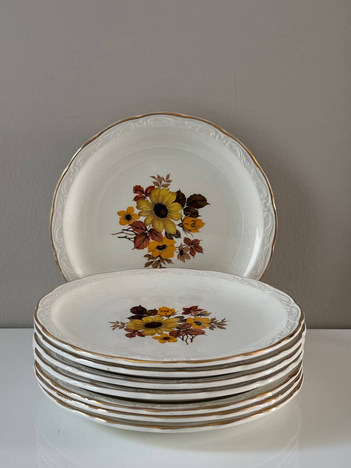 Antique Digoin earthenware dessert plates