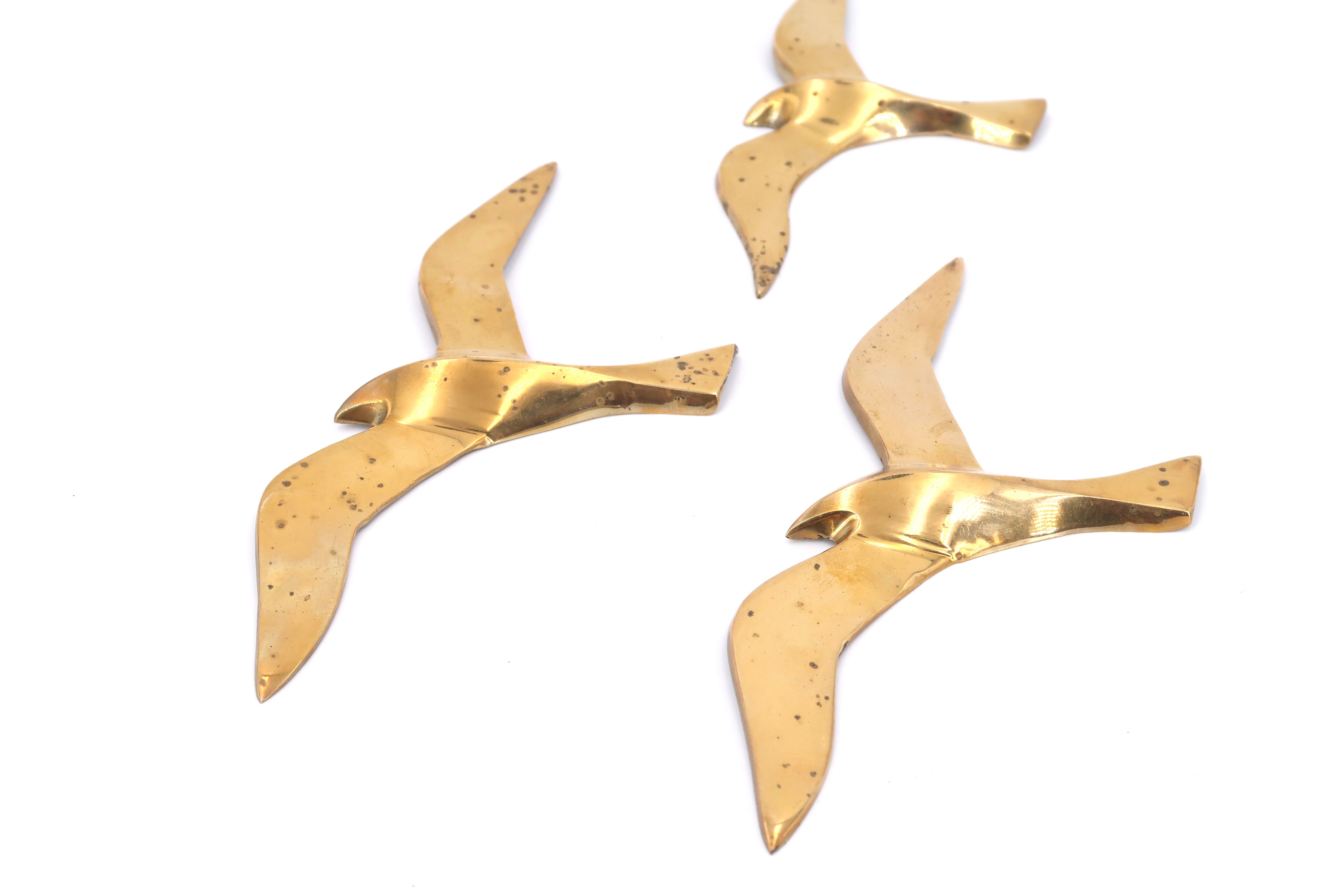 Birds in flight brass wall plaques, 1970s