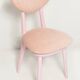 Mid-century heart-shaped chair, light pink chenille fabric, painted pink wood, Europe, 1960s.