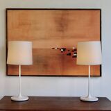 Pair of large lacquered metal lamps