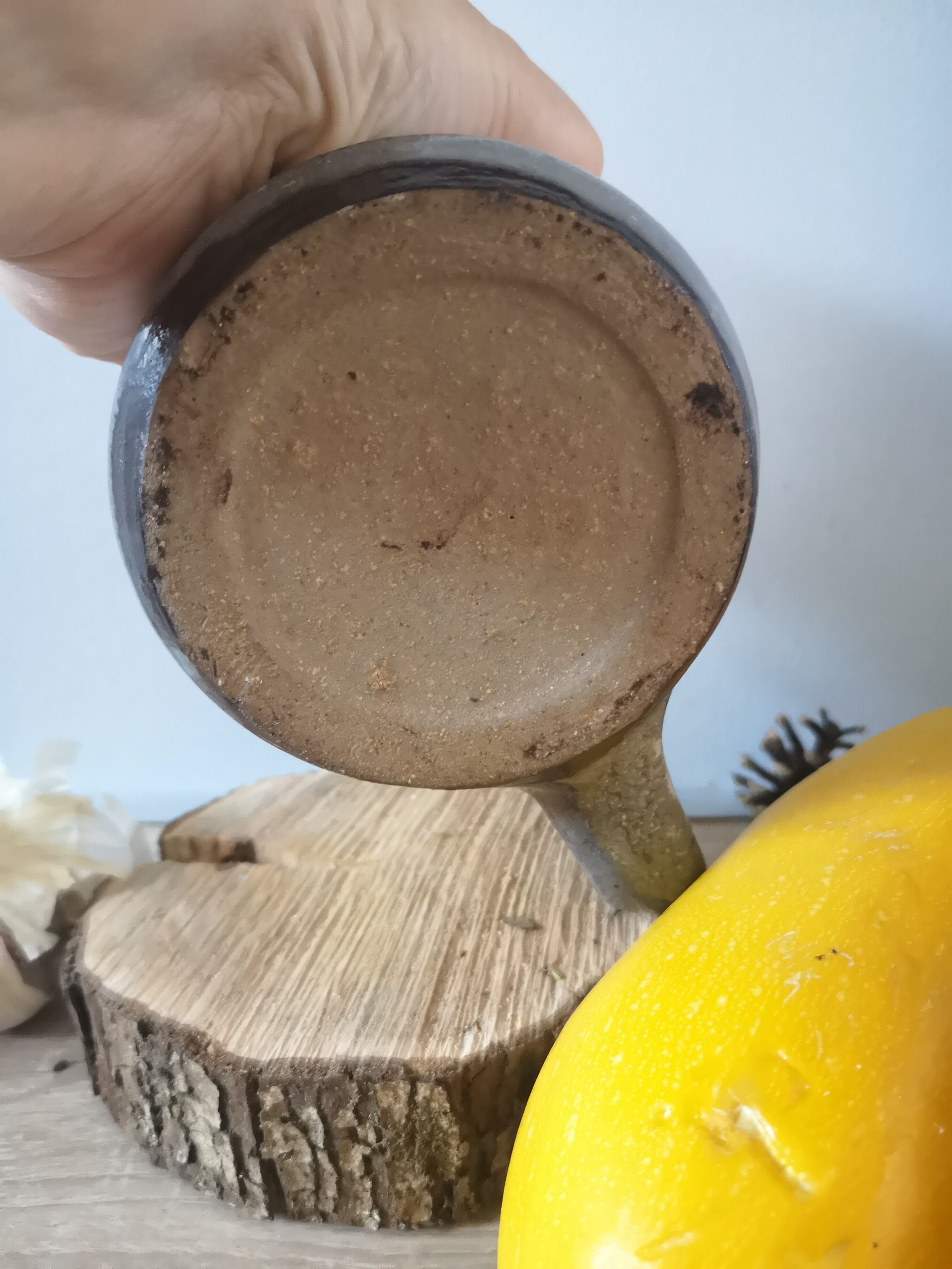 Vintage mug in bluish sandstone