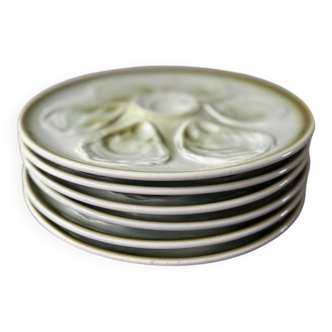 Set of 6 Saint Amand oyster plates