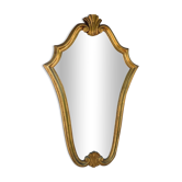 Miroir vintage bois doré et stuc, style Louis XV coquille H 68 cm