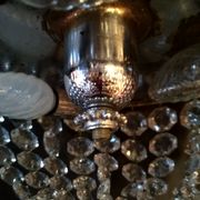 Lustre doré à Pampilles en cristal, plafonnier montgolfière XXème