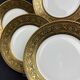 6 Limoges F Legrand plates with black and fine gold decoration, 18.5 cm