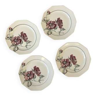 Set of 4 Sarreguemines Simone plates – Vintage floral design