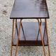 Vintage double wooden side table with copper base from the 50s
