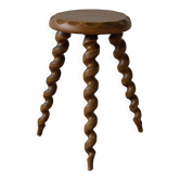 Antique honey wood tripod stool