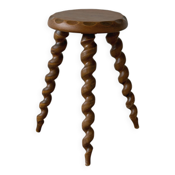 Antique honey wood tripod stool