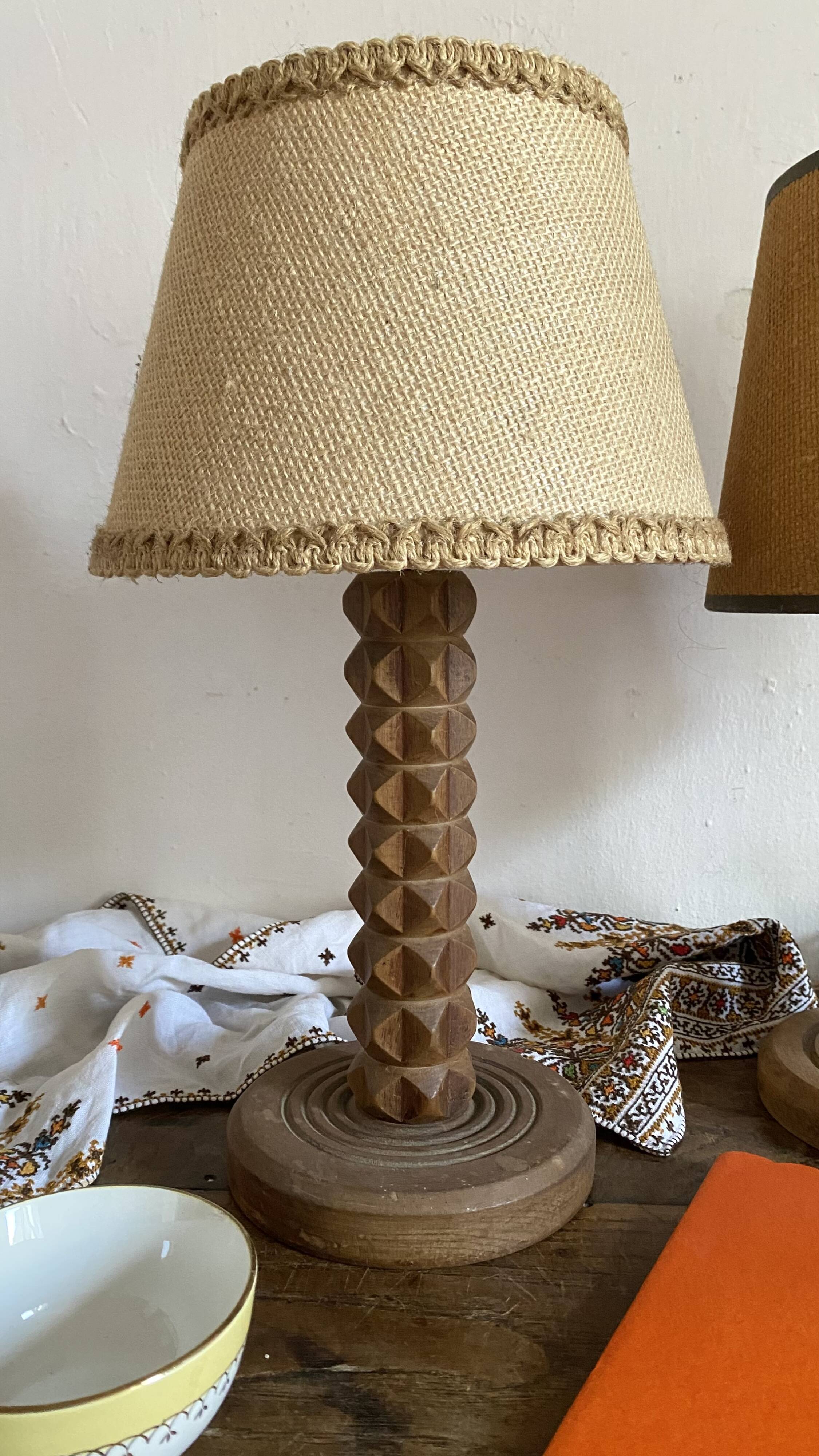 Charles Dudouyt style wooden lamp