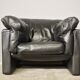 Moroso sofa set and armchairs in black leather, 1984