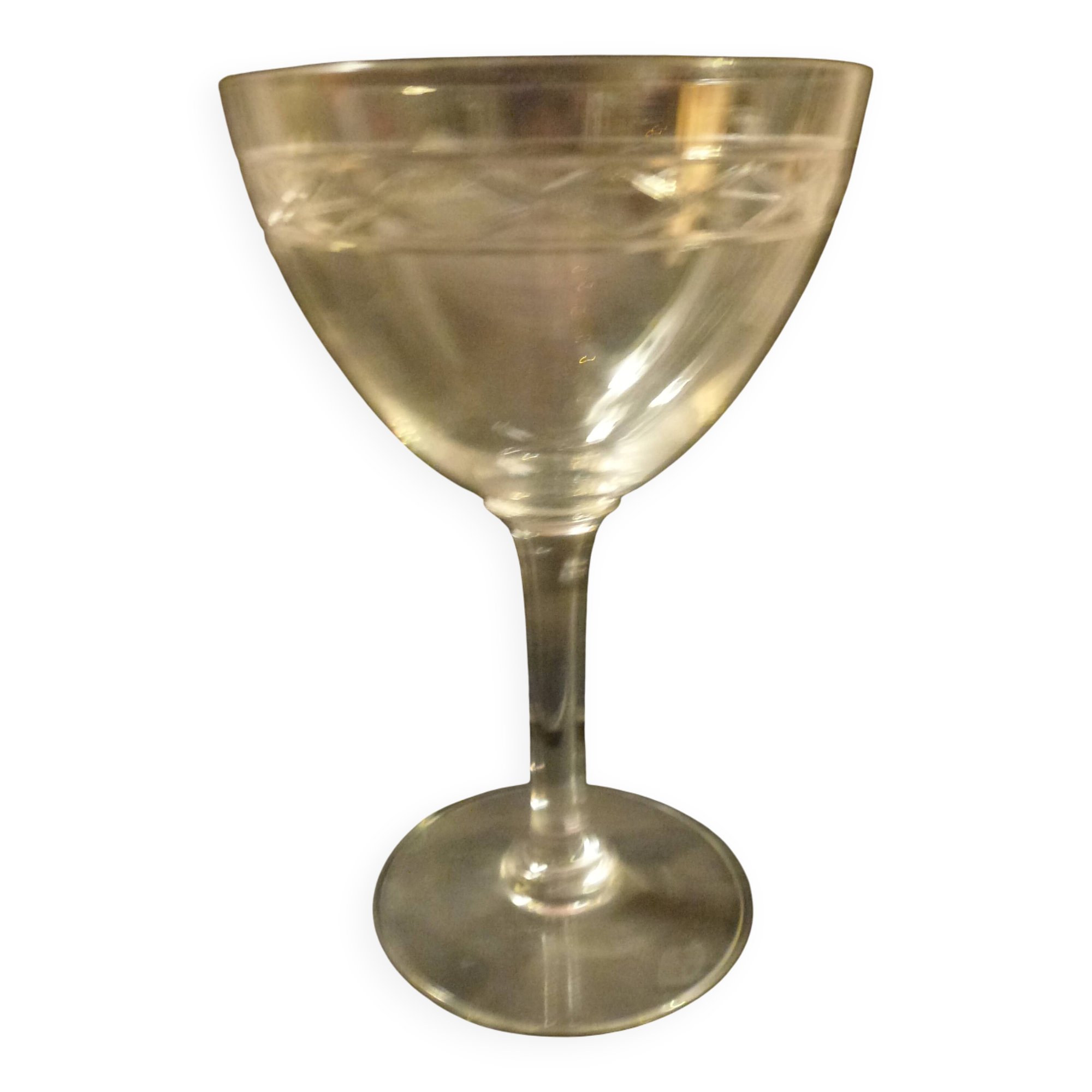 Set of 6 vintage engraved crystal champagne glasses